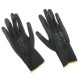 Gants de travail en polyester partiellement enduits de polyuréthane GLOVE PE-PU 11, noirs, taille 11