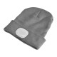 Bonnet avec lampe frontale 180 lm, rechargeable, USB, taille unique, coton/PE, gris clair