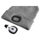 Bonnet avec lampe frontale 180 lm, rechargeable, USB, taille unique, coton/PE, gris clair