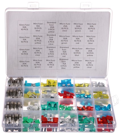 Ensemble de fusibles à lame et en verre pour automobile MECHANIC FUSE SET 215