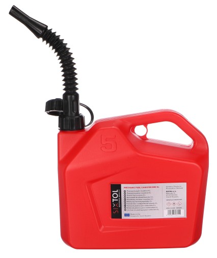 Bidon en plastique pour carburant mécanique rouge 5 L, rouge