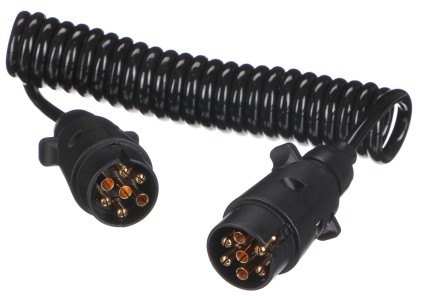 Câble spiralé de liaison de fiche d'attelage TRAILER CABLE 3, 7-7 broches, 3 m