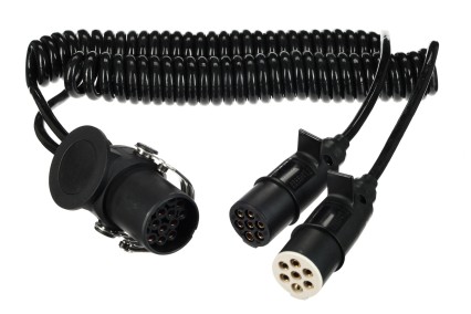 Adaptateur spiralé de liaison 15 broches vers 2×7 broches (S+N) TRAILER CABLE 9, 24V, 3,5m