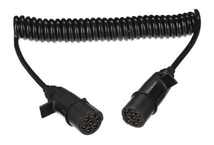 Câble spiralé de liaison 7 broches type N TRAILER CABLE 11, fiche en plastique, 24V, 3,5m