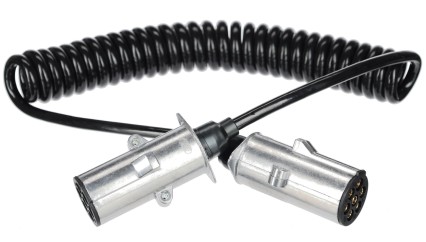 Câble spiralé de liaison 7 broches type N TRAILER CABLE 13, fiche métallique, 24V, 3,5m