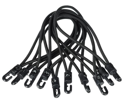 Set d'élastiques de fixation avec crochet plastique CARGO CORD SET 2, 20 cm, 10 pcs
