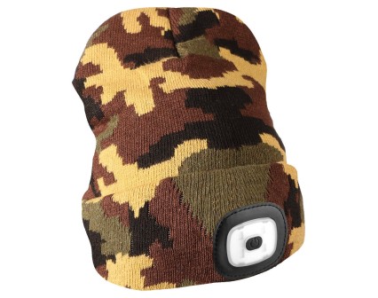 Bonnet avec lampe frontale 180 lm, rechargeable, USB, taille unique, coton/PE, camouflage