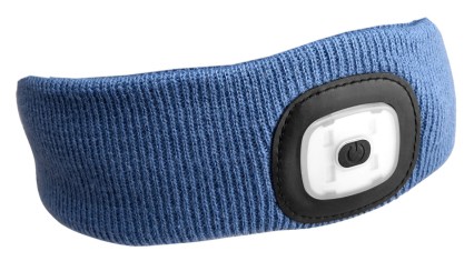 Bandeau avec lampe frontale 180 lm, rechargeable, USB, taille unique, coton/PE, bleu