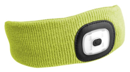 Bandeau avec lampe frontale 180 lm, rechargeable, USB, taille unique, coton/PE, jaune fluorescent