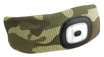 Bandeau avec lampe frontale 180 lm, rechargeable, USB, taille unique, coton/PE, camouflage