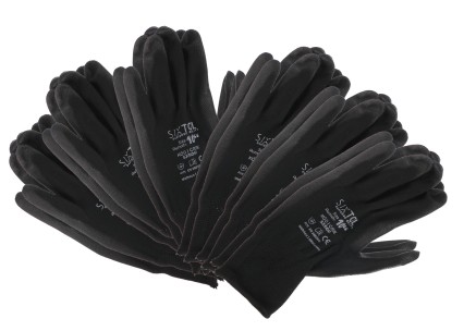 Gants de travail en polyester partiellement enduits de PU GLOVE PE-PU 10, noirs, taille 10