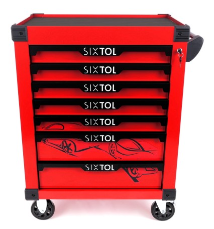 Chariot d'atelier pour outils MECHANIC TROLLEY KEVIN RED, 7 tiroirs