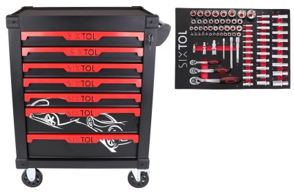 Chariot d'atelier MECHANIC TROLLEY KEVIN 80, 7 tiroirs, 80 pièces d'outils