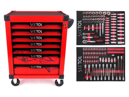 Servante d'atelier MECHANIC TROLLEY KEVIN RED 182, 7 tiroirs, 182 pièces d'outillage