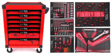 Servante d'atelier MECHANIC TROLLEY KEVIN RED 253, 7 tiroirs, 253 pièces d'outillage