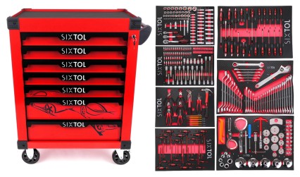 Chariot d'atelier MECHANIC TROLLEY KEVIN RED 326, 7 tiroirs, 326 pièces d'outillage