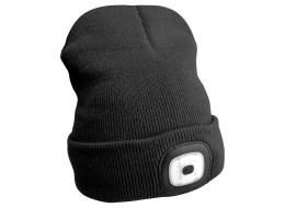 Bonnet avec lampe frontale 180 lm, rechargeable, USB, taille unique, coton/PE, noir