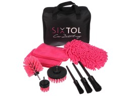Ensemble multifonction d'outils pour nettoyage et lavage de voiture CAR DETAILING PINK 9, 9 pièces