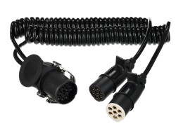 Adaptateur spiralé de liaison 15 broches vers 2×7 broches (S+N) TRAILER CABLE 9, 24V, 3,5m