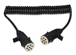 Câble spiralé de liaison 7 broches type S TRAILER CABLE 10, fiche en plastique, 24V, 3,5m