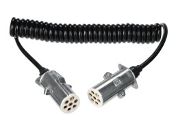 Câble spiralé de liaison 7 broches type S TRAILER CABLE 12, fiche métallique, 24V, 3,5m