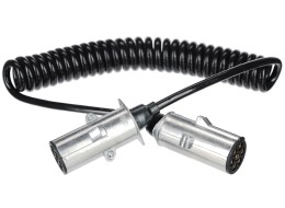 Câble spiralé de liaison 7 broches type N TRAILER CABLE 13, fiche métallique, 24V, 3,5m
