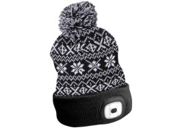 Bonnet avec lampe frontale 180 lm, rechargeable, USB, taille unique, coton/PE, noir (hiver)