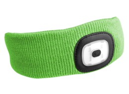 Bandeau avec lampe frontale 180 lm, rechargeable, USB, taille unique, coton/PE, vert fluorescent