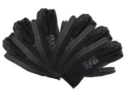 Gants de travail en polyester partiellement enduits de PU GLOVE PE-PU 10, noirs, taille 10