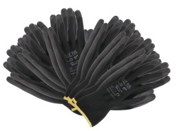 Gants de travail en polyester partiellement enduits de PU GLOVE PE-PU 11, noirs, taille 11