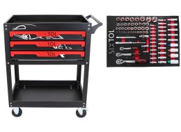 Chariot d'atelier avec outils MECHANIC TROLLEY JASON 80, 3 tiroirs, 1 étagère, 80 pièces d'outillage