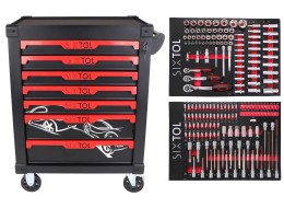 Chariot d'atelier pour outils MECHANIC TROLLEY KEVIN 182, 7 tiroirs, 182 pièces d'outils