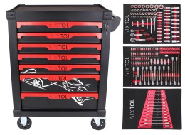 Chariot d'atelier MECHANIC TROLLEY KEVIN 195, 7 tiroirs, 195 pièces d'outils