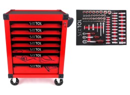 Servante d'atelier MECHANIC TROLLEY KEVIN RED 80, 7 tiroirs, 80 pièces d'outillage