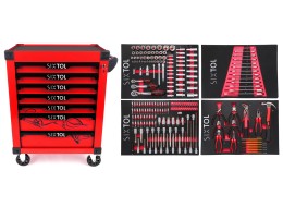 Servante d'atelier MECHANIC TROLLEY KEVIN RED 210, 7 tiroirs, 210 pièces d'outillage